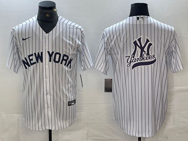 Men New York Yankees Blank White Stripe Game Nike 2024 MLB Jersey style 2